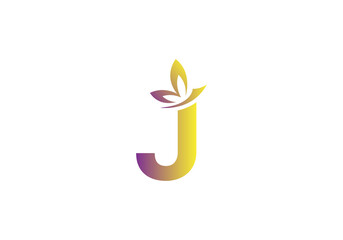 this is a creative letter J add butterfly icon design