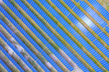 solar panels with the sunny sky. Blue solar panels. background o