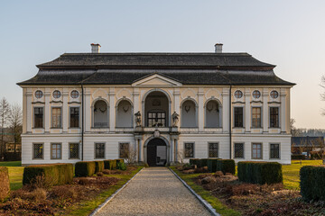 Baroque castle Hohenbrunn, St. Florian, Austria. The castle is the former hunting lodge of the St. Florian monastery.  - obrazy, fototapety, plakaty