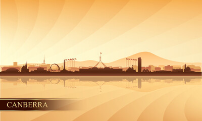 Canberra city skyline silhouette background