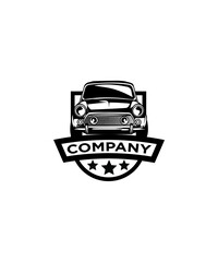 Vintage logo with car illustration, this logo is suitable for car collectors or something