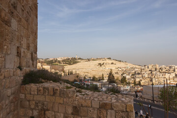 View of the south wall of the old city of Jerusalem