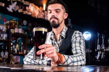 Barman creates a cocktail on the brasserie