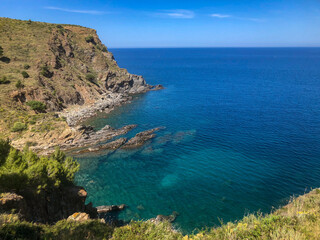 Transparency of blue water along the rocky coast of the Mediterranean Sea 