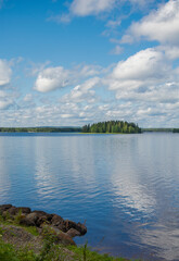 View of the Lake Nuasjarvi in summer, Vuokatti, Sotkamo, Finland