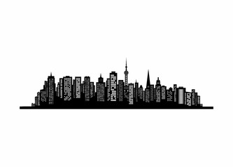 The silhouette of the city in a flat style. Urban cityscape. Vector illustration.