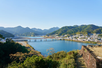 和歌山県　新宮城跡から見た熊野川