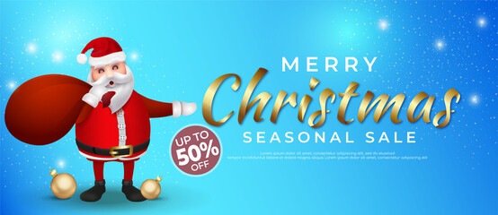 Fototapeta na wymiar Realistic merry christmas sale banner text calligraphic lettering