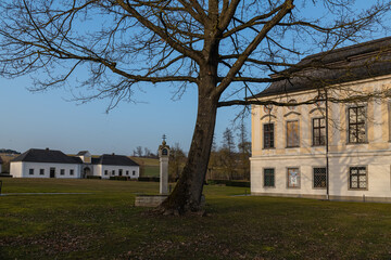 Baroque castle Hohenbrunn, St. Florian, Austria. The castle is the former hunting lodge of the St. Florian monastery - obrazy, fototapety, plakaty