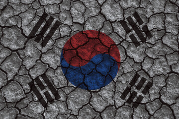 South Korea flag painted on cracked ground
