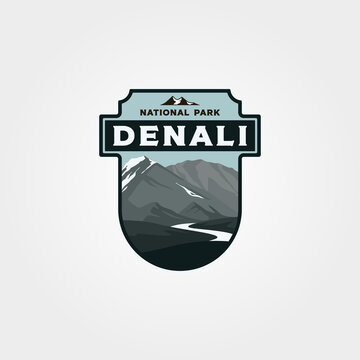 denali national park logo print vector symbol illustration design, vintage patch