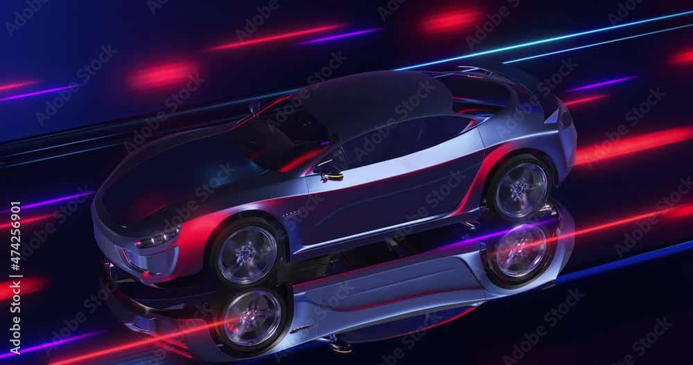 Aufkleber power hungry super racing car speeding up. powerful v8 engine. industry and technology related 4k 3d