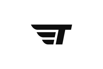 T Initial letter wings logo vector design