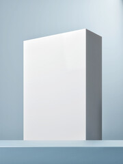 Mock-up illustration of geometric podium for product presentation, blue background, 3d illustration.