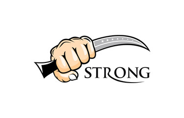 Strong with knife design vector template