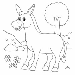 Donkey Coloring Page for Kids