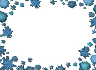 Fototapeta premium Frame Night tropic plant landscape top view. Wild palm trees and bushes. Dark twilight jungle rainforest. Illustration forest in flat design. Isolated on white background. Vector