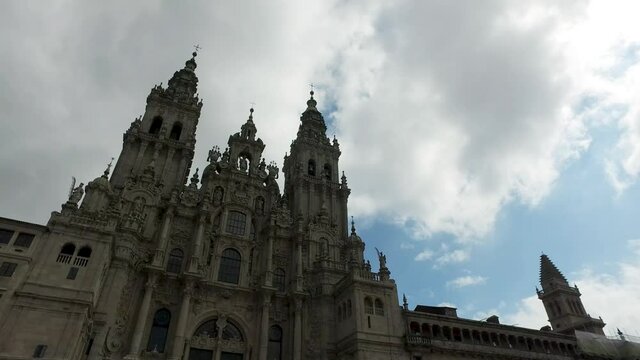 Front of St James cathedral from Santiago de Compostela, Spain