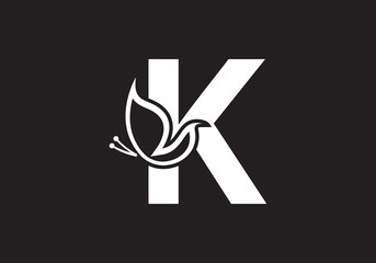 this is a creative letter K add butterfly icon design