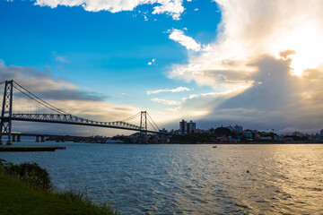 Fototapeta premium suspension bridge at night in Florianopolis Santa Catarina Brazil Florianópolis