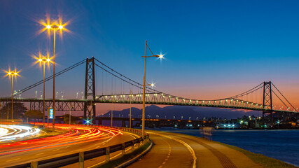 Fototapeta na wymiar traffic on the bridge in Florianopolis Santa Catarina Brazil Florianópolis