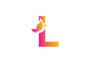 this is a creative letter L add butterfly icon design