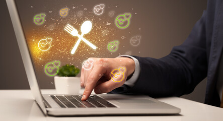 Hand searching for recipes on the internet