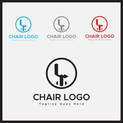 Fototapeta na wymiar Blue And Black color chair Logo.Minimal logo design.