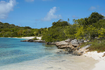Obraz premium Small sandy beach with water, Green Island, Antigua 