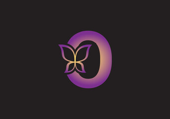 this is a creative letter O add butterfly icon design