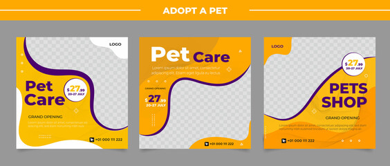 Pet shop social media post template design with photo collage