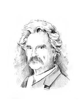 Mark Twain Drawing Illustration
