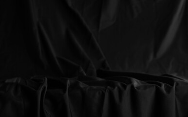 Black luxury fabric table top background and texture