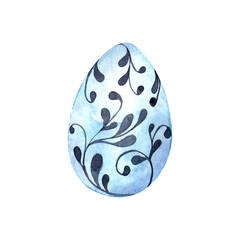 Watercolor Easter illustration with Easter colored decorated eggs on a white background. A set of elements for decorating holidays, packaging, and gifts.