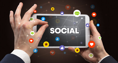 Close-up of a touchscreen, social media concept