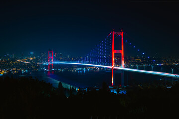 Istanbul Bosphorus Bridge. Bosphorus Bridge at night. Istanbul background photo
