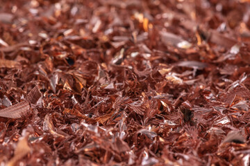 Copper shavings recyclable materials, close-up