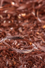 Copper shavings macro view, recyclable materials