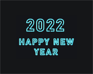 2022 Happy new year neon blue