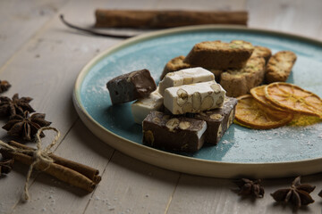 plate with nougat