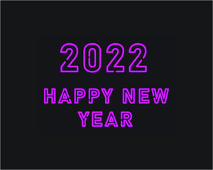 2022 Happy new year neon purple