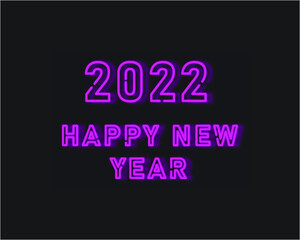 2022 Happy new year neon purple