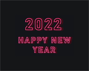 2022 Happy new year neon red