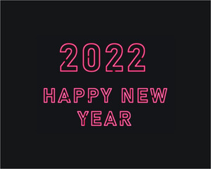 Fototapeta na wymiar 2022 Happy new year neon red