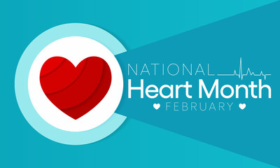 National Heart month is observed every year in February, to adopt healthy lifestyles to prevent heart disease (CVD). Vector illustration - obrazy, fototapety, plakaty