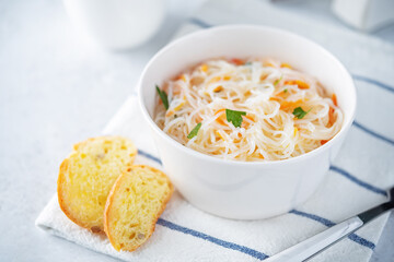 Funchosa salad in a bowl