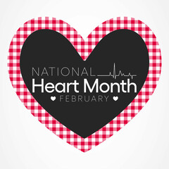 National Heart month is observed every year in February, to adopt healthy lifestyles to prevent heart disease (CVD). Vector illustration