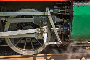Wheels from steam train on track