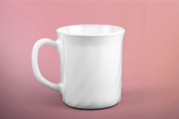 photo of blank mug, pink background