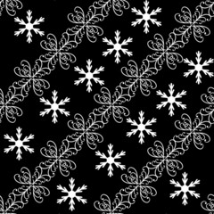 Abstract seamless pattern with wavy line on black